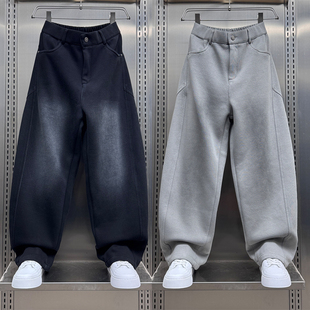 新款 简约弯刀裤 美式 男痞帅百搭直筒裤 潮流渐变宽松休闲裤 2025秋季