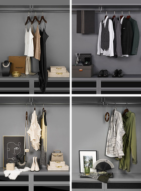 轻奢北欧样板间衣帽间软装样板房衣柜摆件样品衣服高跟鞋搭配装饰