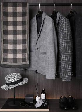 样板间衣柜男士西服帽子托盘格子围巾皮鞋软装陈列套装组合