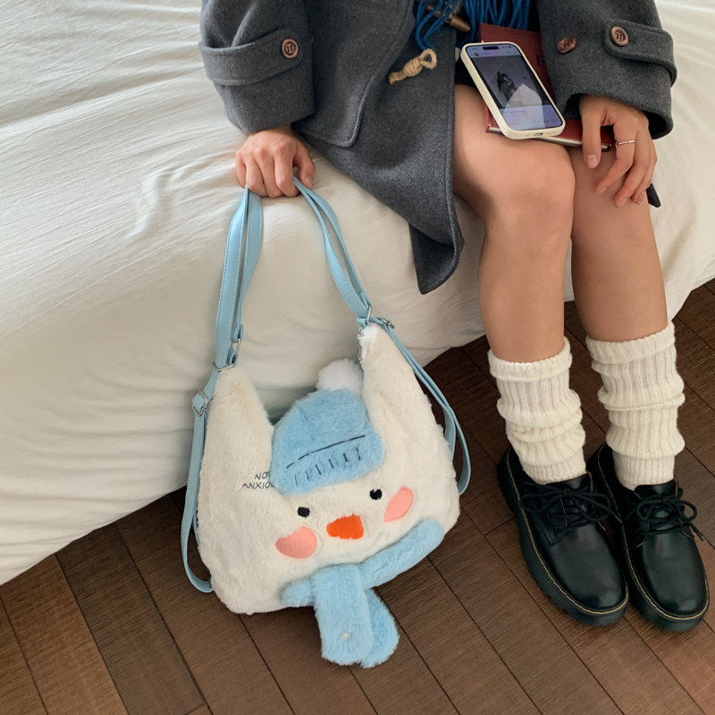 2025新款可爱卡通毛绒托特包