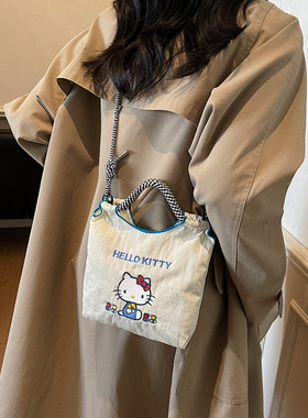 2025新款HelloKit卡通可爱尼龙布包包女大容量通勤单肩斜跨购物袋