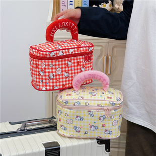 可爱少女风kt猫印花化妆包包女2026新款大容量便携通勤手提收纳包