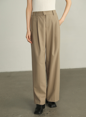 AIRIQI奥莱女装高腰休闲裤都市极简通勤直筒百搭长裤AF41CK385