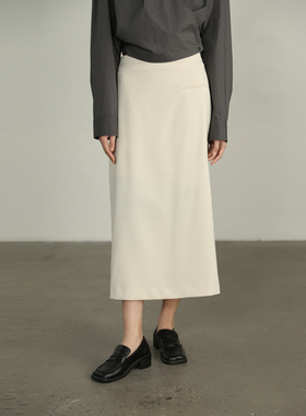 AIRIQI奥莱女装高腰半裙都市通勤极简显瘦薄款半身裙AH42BQ013