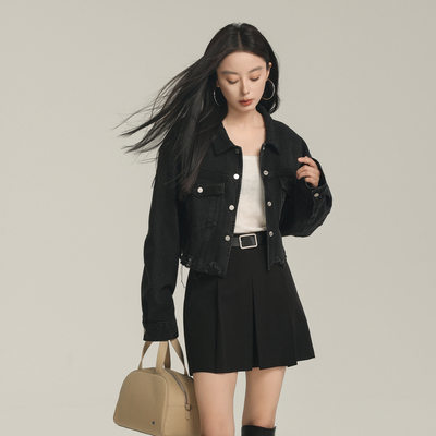 AIRIQI奥莱女装牛仔外套时尚百搭显瘦短款外套AX41WT566