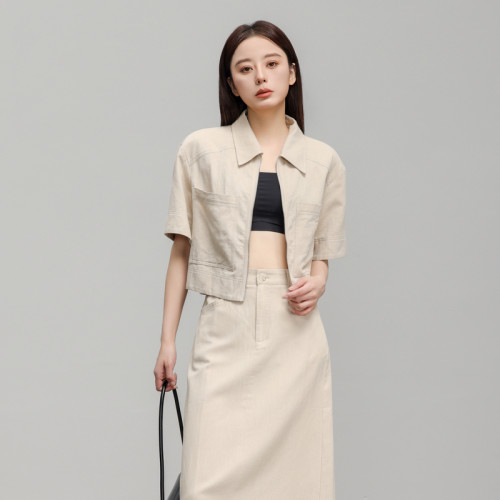 AIRIQI奥莱女装短款外套时尚百搭简约复古工装短款外套AY42WT211