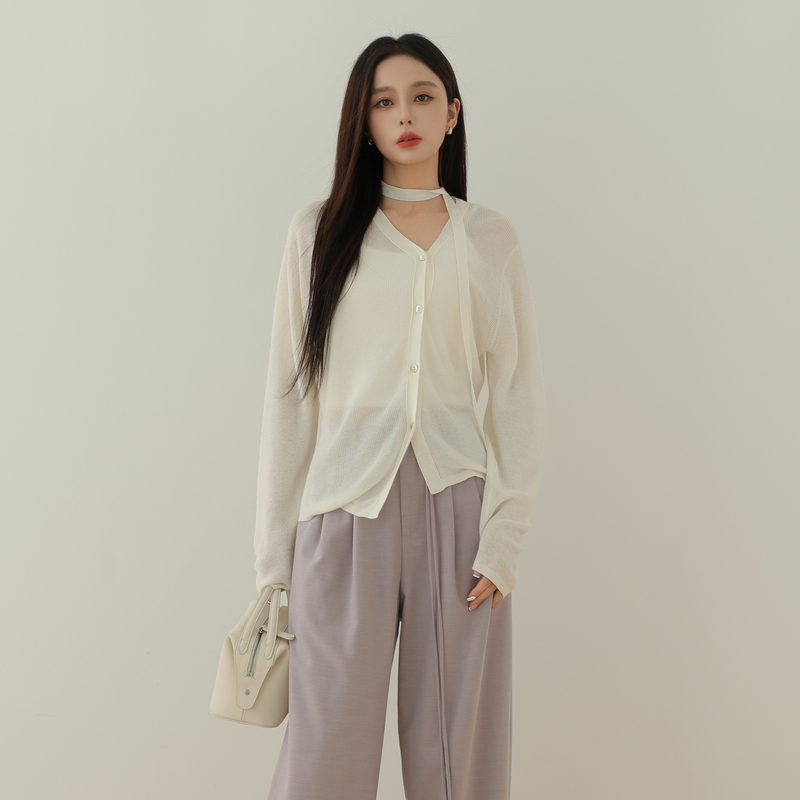 AIRIQI奥莱女装新中式针织时尚不规则设计短款开衫AH43KS072