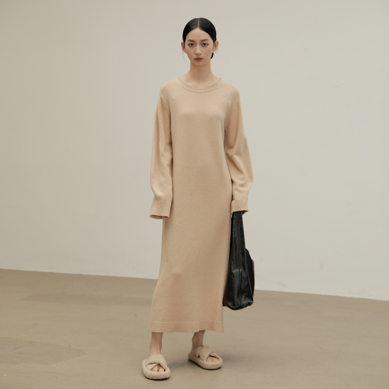 AIRIQI奥莱女装羊毛百搭显瘦舒适长款连衣裙BR41LQ060