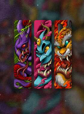 蛇虎般若彩色TATOO风车身玻璃电动车机箱自行车贴纸