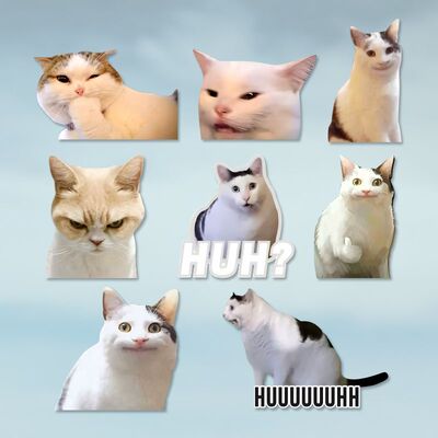 个性创意猫咪表情包搞笑汽车贴纸电动车摩托车防水装饰划痕遮挡