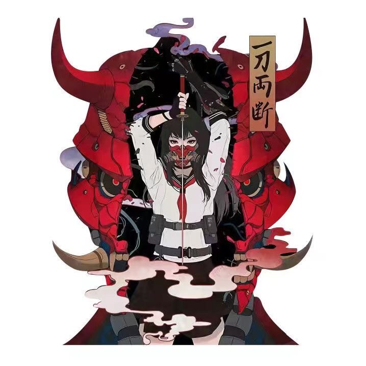 动漫二次元少女装甲战士赛博朋克油箱盖摩托车汽车划痕遮挡车贴