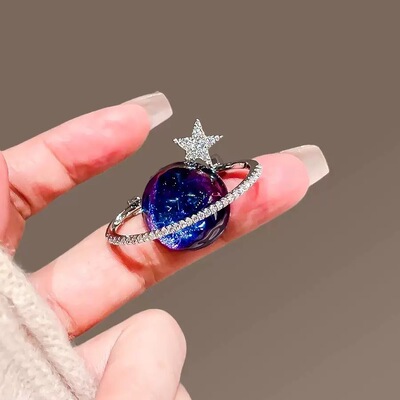 轻奢【蓝色梦幻星球胸针】XZ-107小众星空ins精致