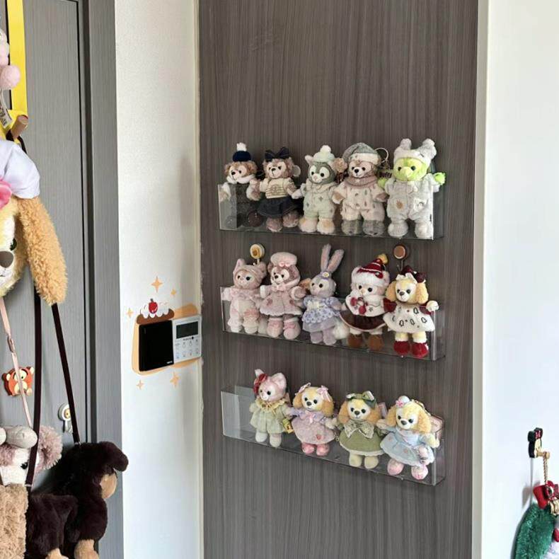 手办收纳盒盲盒壁挂亚克力展示架免打孔墙壁装饰透明小摆件陈列架