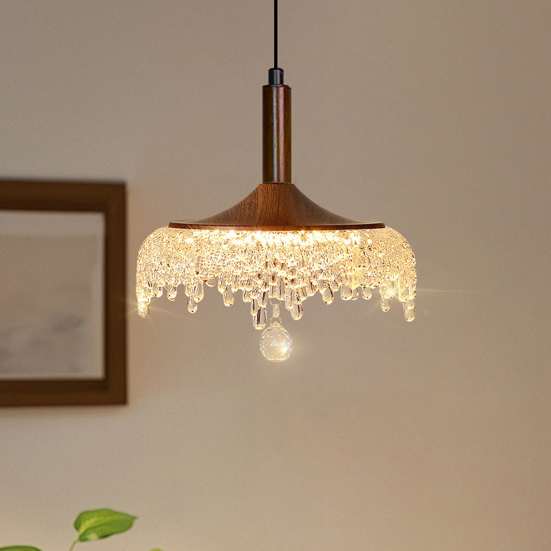 中古风卧室床头吊灯可升降复古胡桃木色法式饭厅餐桌过道玄关吊灯,家装灯饰光源,餐厅吊灯,淘宝优惠券,粉丝福利购,淘宝优惠卷