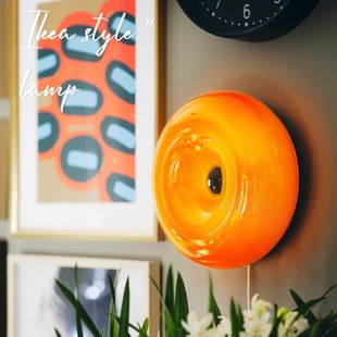 网红中古ins风旺布利甜甜圈壁灯卧室触摸橘色包豪斯床头灯气氛灯