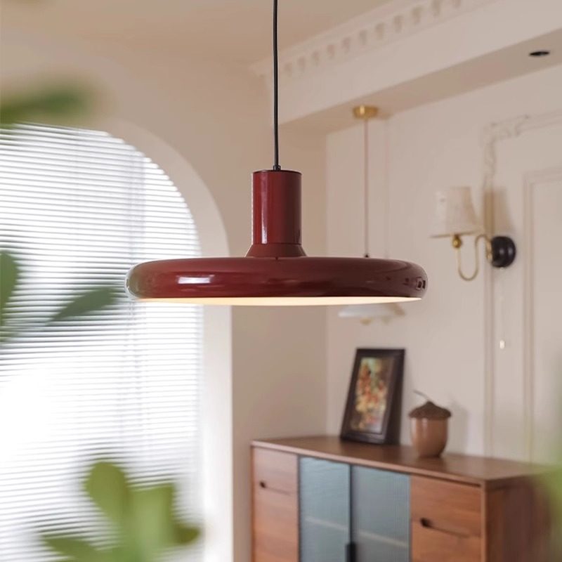 丹麦复古红色飞盘吊灯法式餐厅北欧UFO中古vintage简约长线吧台灯,家装灯饰光源,餐厅吊灯,淘宝优惠券,粉丝福利购,淘宝优惠卷