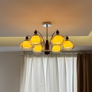 现代简约餐厅客厅吊灯玻璃灯罩金属支架多头吊灯家用温馨照明灯具