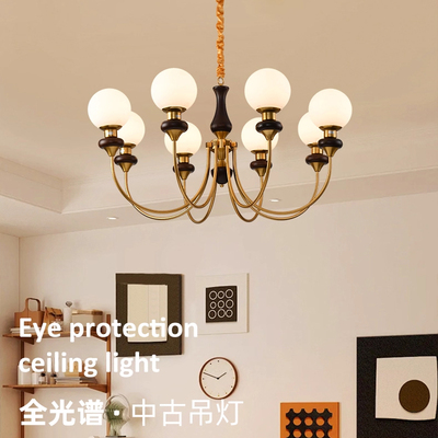 法式中古客厅灯吊灯胡桃木色