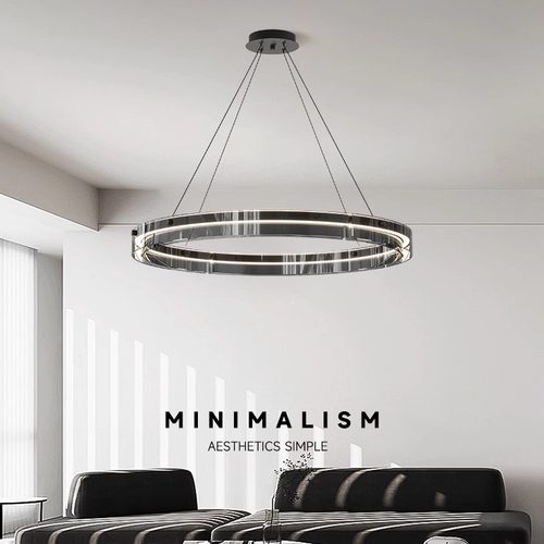 意式极简圆环玻璃客厅吊灯新款设计师现代简约上下发光餐厅卧室灯