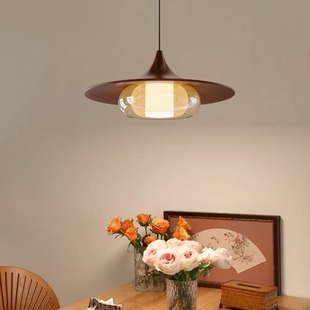 中古风飞碟餐厅吊灯设计师感创意个性 餐桌吧台吊线灯复古风小吊灯