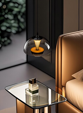 升降手扫花苞床头吊灯意式极简轻奢高级感主卧室房间玄关吊线灯