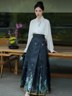 无衣饮羽【翠笙】明制汉服暗纹翠鸟鸢尾仿妆花螺钿马面裙2025新款