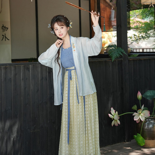 原创宋制飞机袖百迭裙改良汉服
