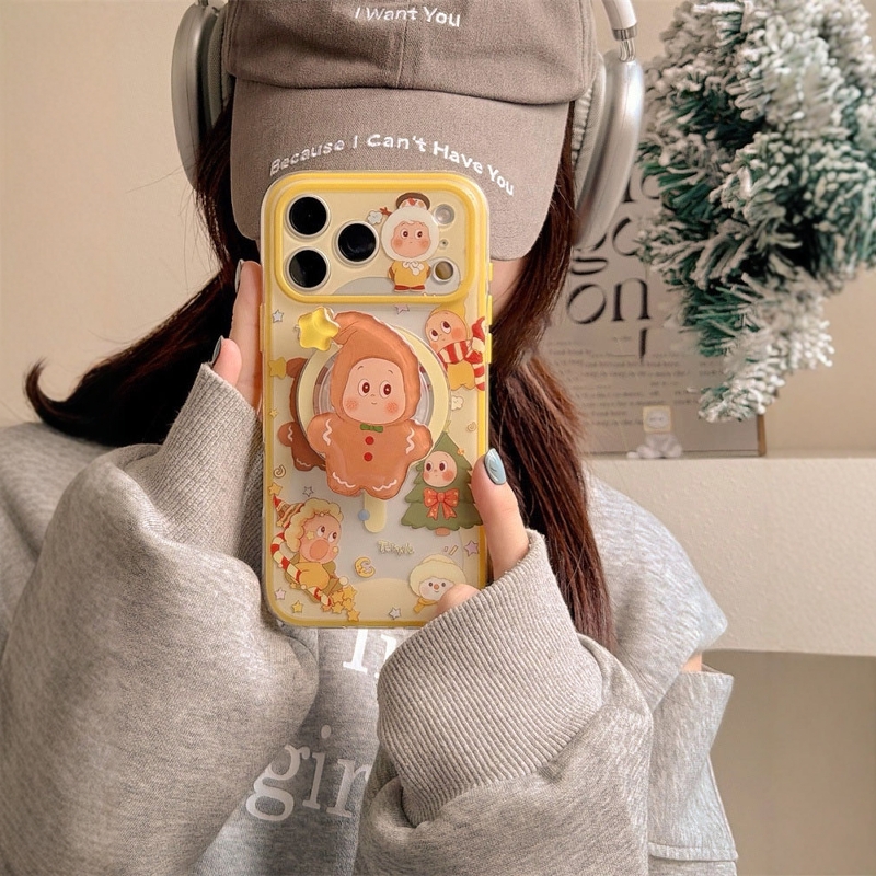 适用超火17promax手机壳iphone16pm圣诞立体旋转星星人苹果16pro磁吸支架15pro二合一14pro女款13防摔保护套