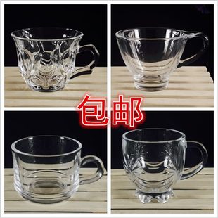 水无铅带把矮装 水杯透明只 加厚6家用玻璃杯耐热开子茶杯套装 款