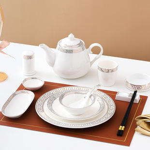 饭店用餐桌新中式酒店餐具摆台套装四件套商用高档餐厅定制印logo