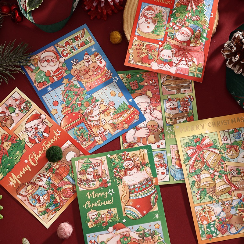 圣诞节贺卡简约烫金卡祝福学生平安夜送礼物花店装饰圣诞留言卡片