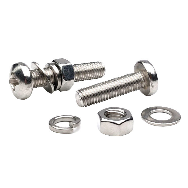 。201不锈钢圆头螺丝螺母套装大全十字盘头螺丝钉组合配件 M3M4M5