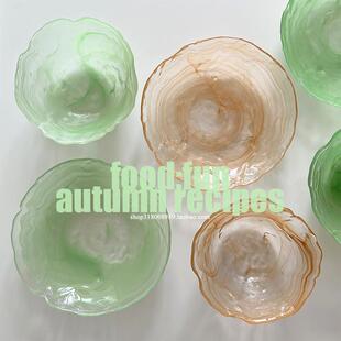 走失的blue 异形玻璃餐具 手工晕染云雾玻璃深盘深碗冷餐家用盘碗