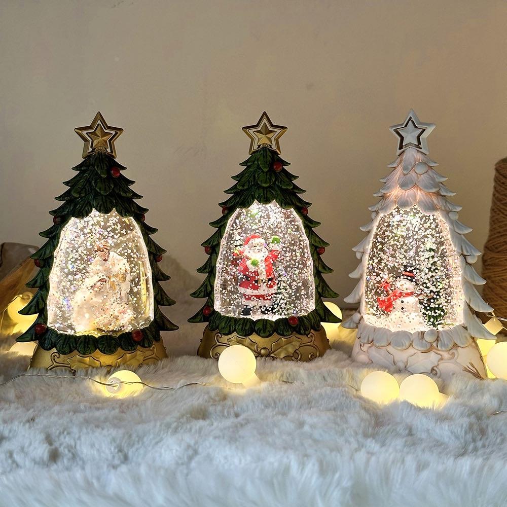 Shinymomo圣诞节装饰品老人气氛礼物雪人圣诞树灯桌面小油灯摆件