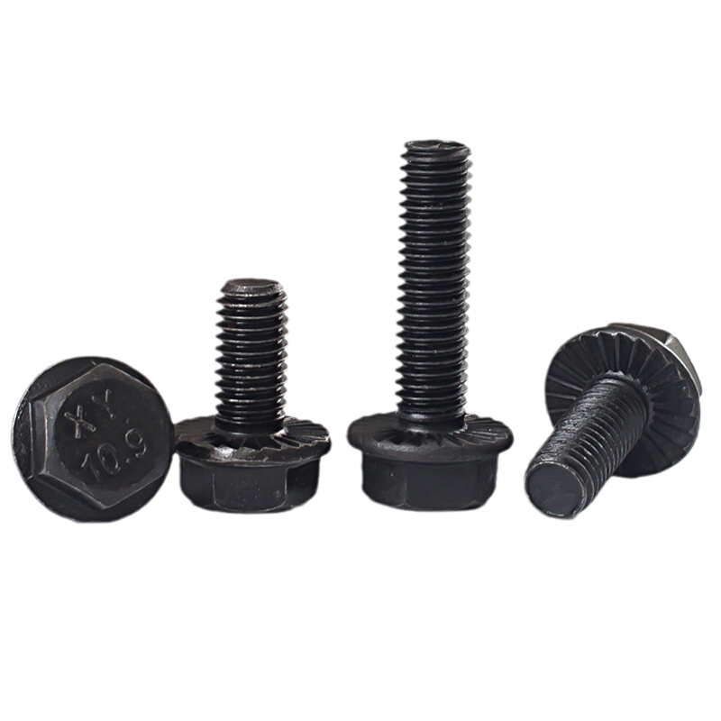 。10.9级高强度带齿法兰面外六角螺丝螺栓加大型GB5789 M6M8M10M1