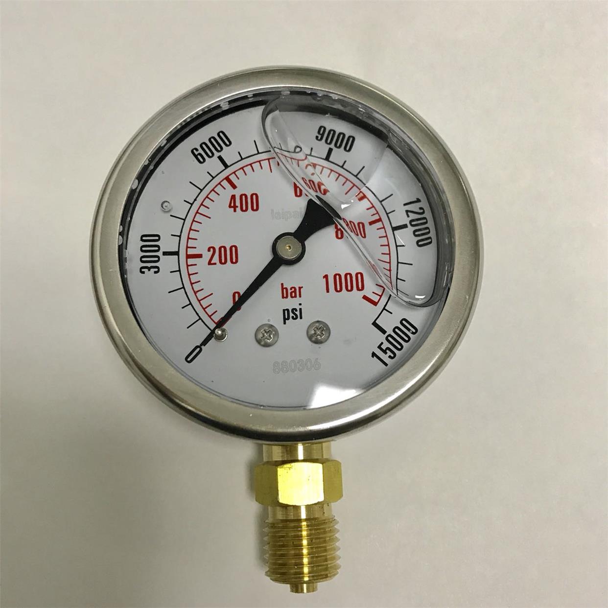 100MPA 耐震高压压力表 压力 0-1000bar 0-15000psi 螺纹m14x1.5