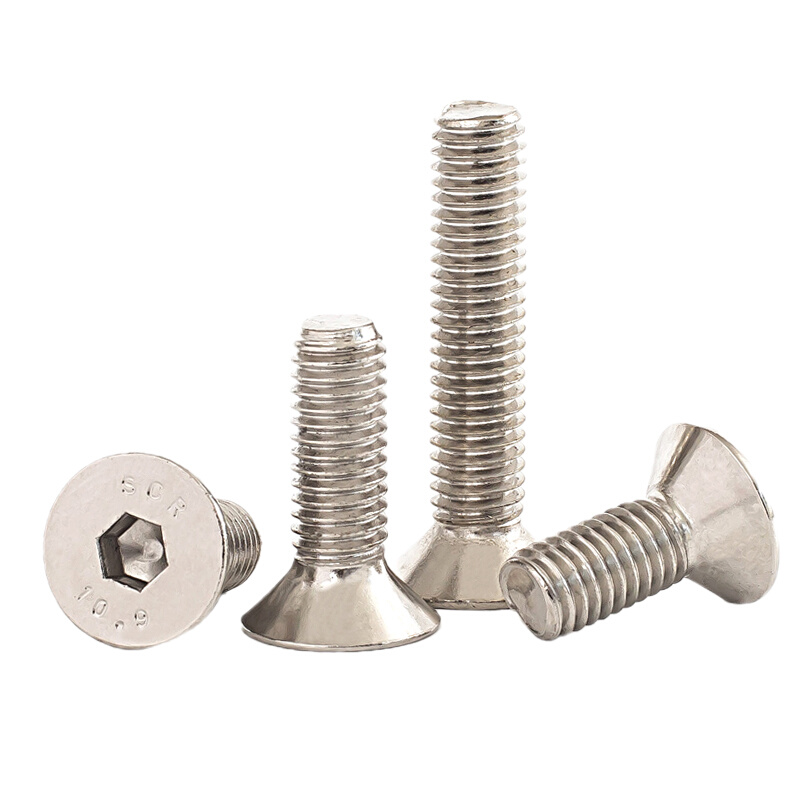 。M2.5M4M5M6M8 10.9级高强度镀镍沉头内六角机螺丝平头内六角螺