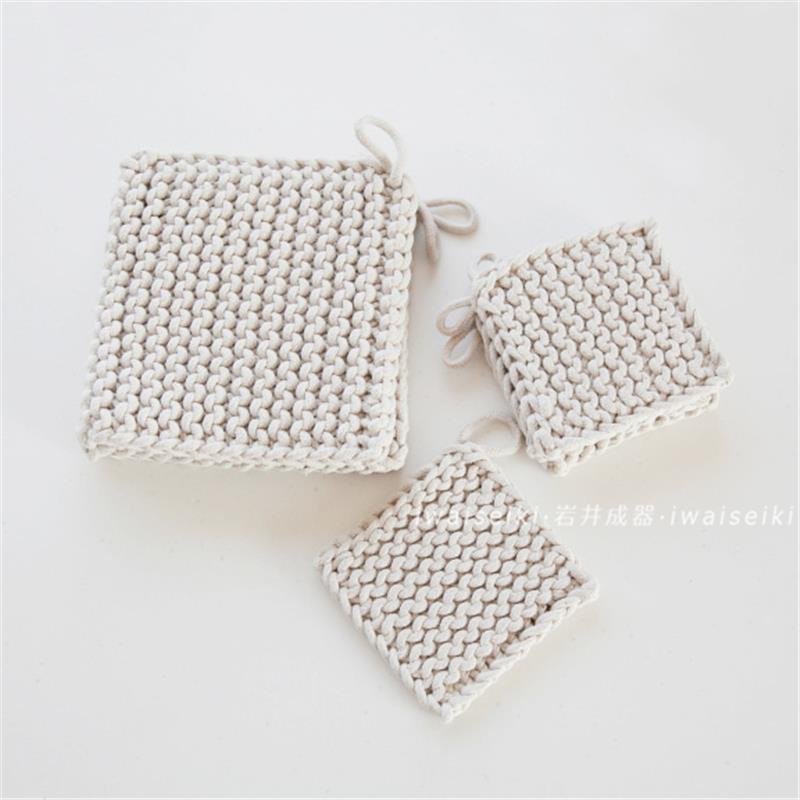 岩井成器 韩国ins风手工简约棉线隔热垫家用盘子杯垫大号锅垫可挂