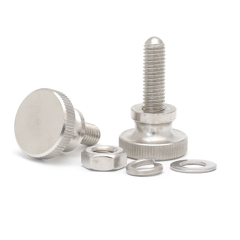 。304不锈钢高头滚花手拧螺丝螺栓834手扭台阶螺钉M2M3M4M5M6M8M1