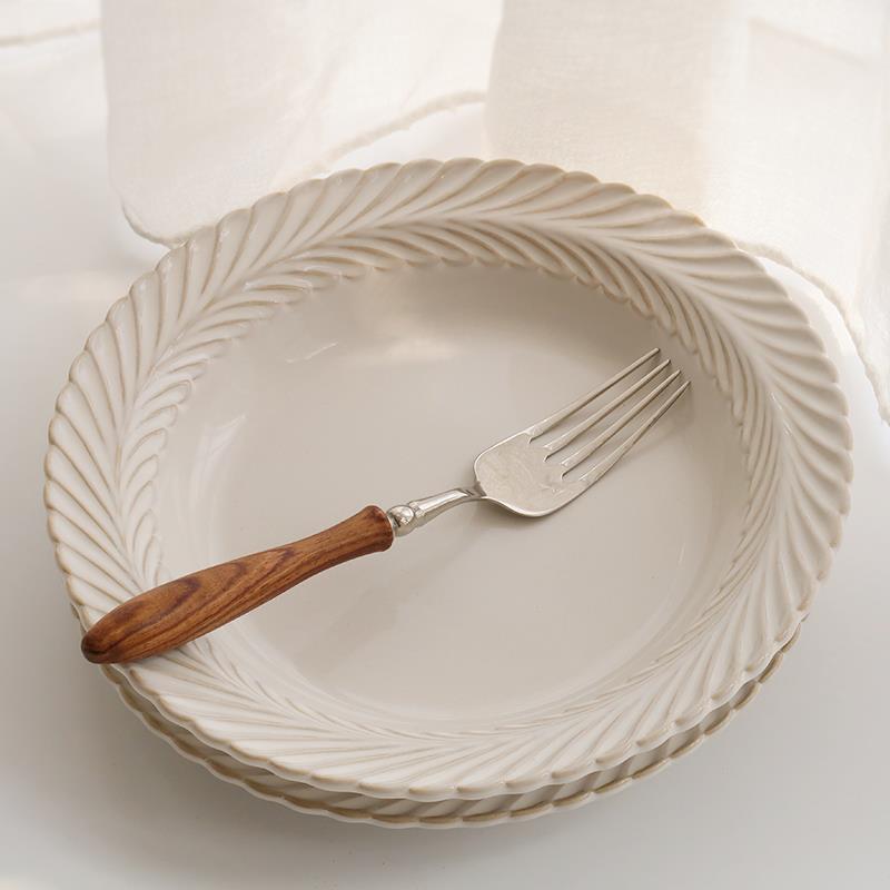 岩井成器 日式ins陶瓷西餐盘 家用复古轻奢沙拉盘汤盘鱼盘牛排盘