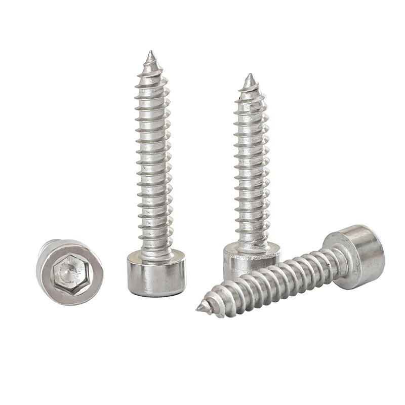 。M2M2.6 3M4M5M6 304不锈钢圆柱头内六角自攻钉杯头音响尖尾螺丝
