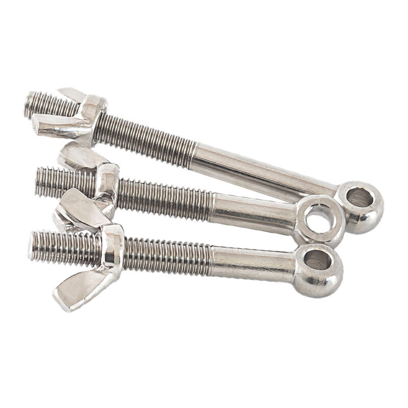 。304不锈钢活节螺栓+蝶形螺母套装鱼眼带孔活接螺丝M5M6M8M10M12