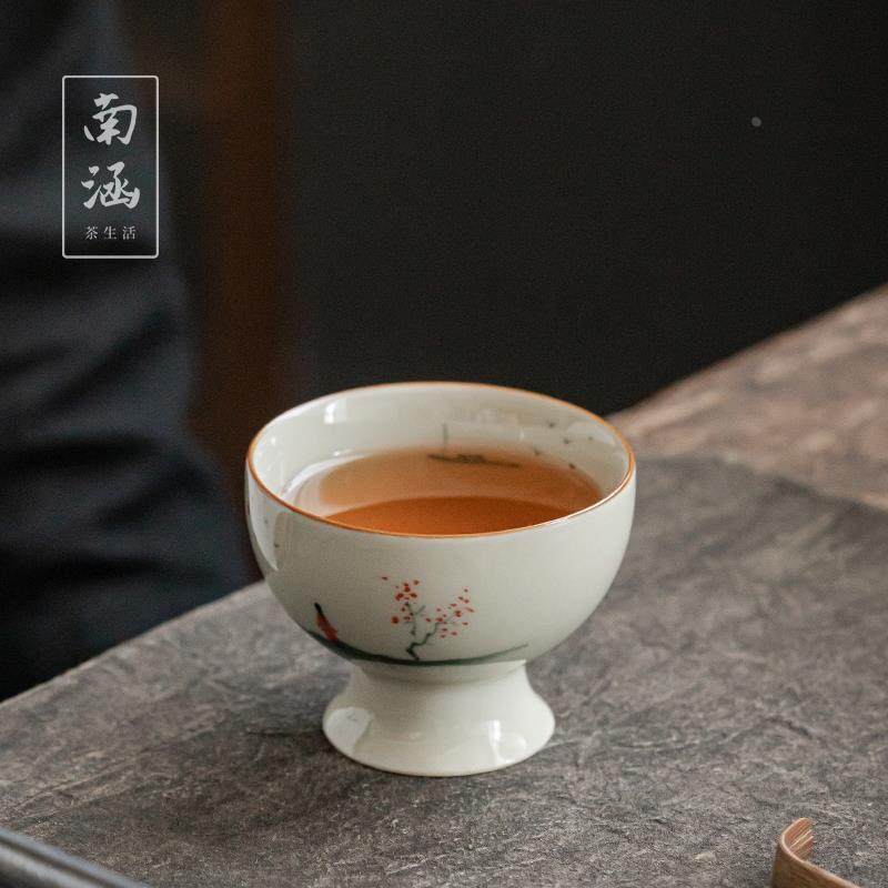 南涵苍月手绘高足杯陶瓷茶杯个人女专用主人杯复古中式茶具品茗杯,纺织面料/辅料/配套,服装加工设备,淘宝优惠券,粉丝福利购,淘宝优惠卷