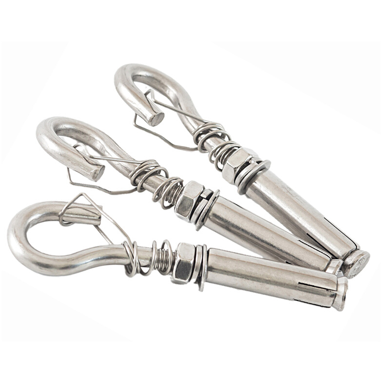 。m8 不锈钢膨胀螺丝 螺栓钩螺丝304挂钩井盖网窨井网带钩 包邮