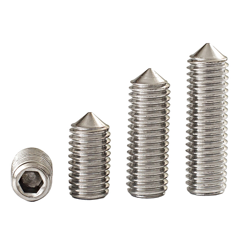 。M3M4M5M6M8M10不锈钢304紧定螺丝内六角无头螺钉尖头顶丝机米
