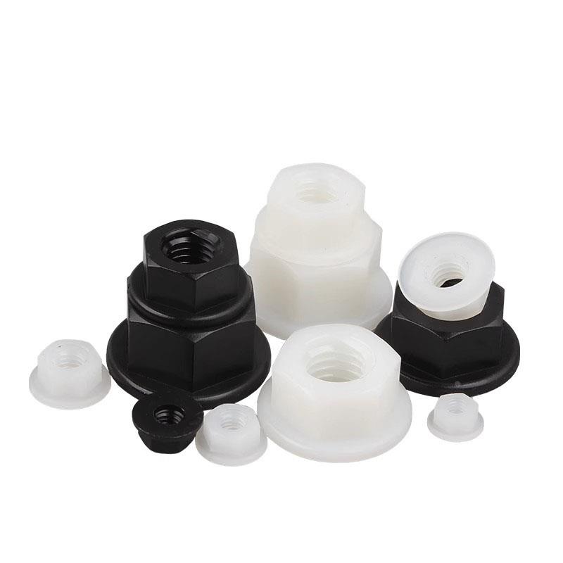 法兰螺母尼龙六角防滑带垫螺丝帽塑料防松螺帽M3M4M5M6M8M10M12