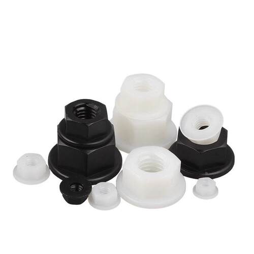 法兰螺母尼龙六角防滑带垫螺丝帽塑料防松螺帽M3M4M5M6M8M10M12