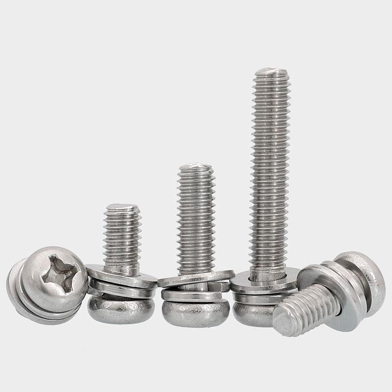 M2.5M3304不锈钢圆头组合螺钉十字盘头三组合螺丝*5x6x8x12x30