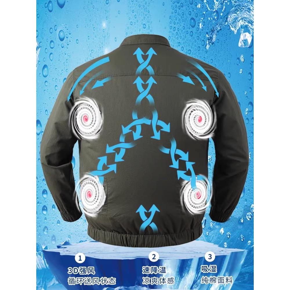 空调服风扇工作服男薄款制冷工地工厂高温防暑户外降温劳保服夏季