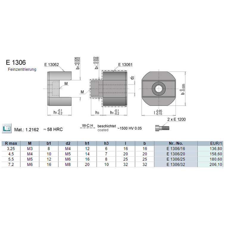 。供应Meusburger精定位E1306/16/20/25/32 定位块辅助器定位边锁
